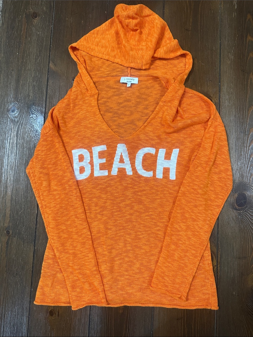 J. Society Orange Hooded 'BEACH' Knit Hoodie Sweater